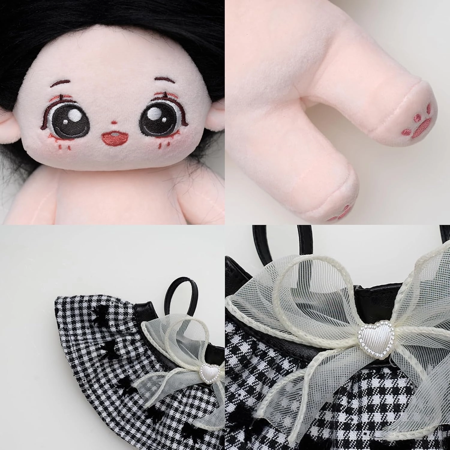 CALEMBOU Plush Doll, 20cm Cotton Doll with Skeleton, Cute Anime Plushies Soft Stuffed Dress Up Doll, Kawaii Plush Toys Rag Dolls with Clothes Gift for Girls(Doll&Clothes-XiaoWanzhi-A)