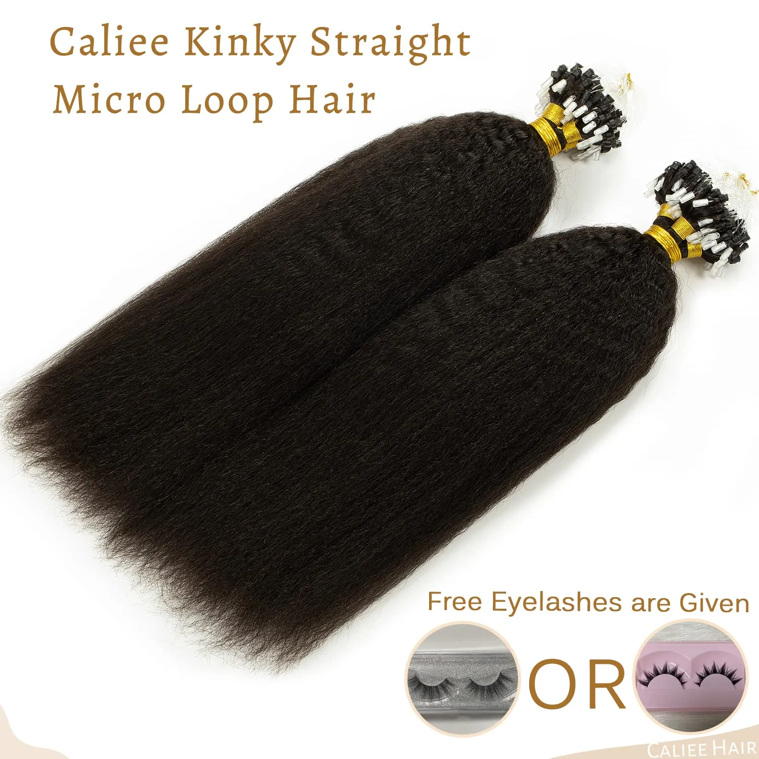 Caliee Micro Links Hair Extensions Natural Black Hair Extensions Kinky Straight 22 Inch, Micro Loop Hair Extensions Real Human Hair for Black Women 50g Natural Remy Hair Extensions
