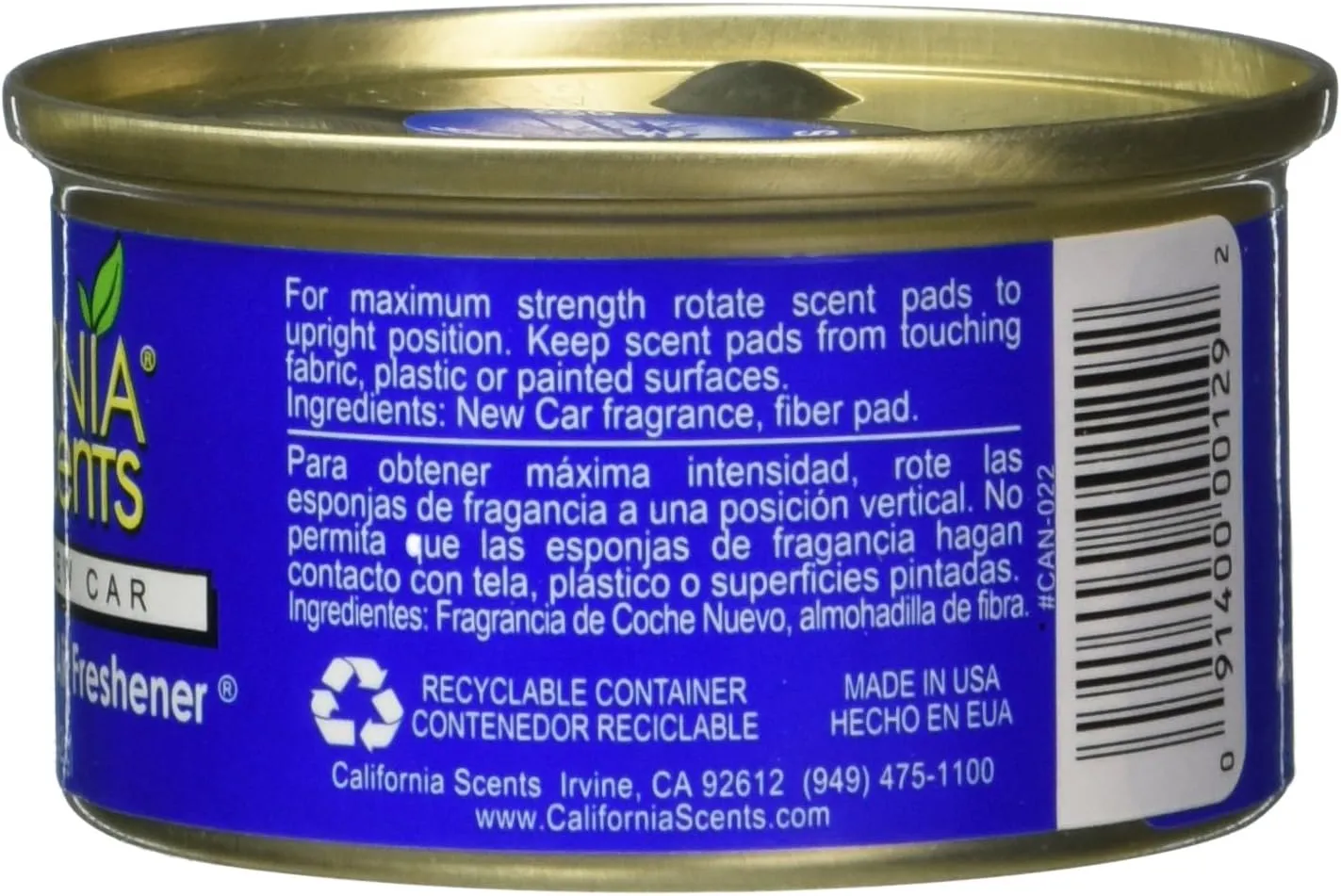 California Scents Spillproof Can Air Freshener Eco-Friendly Odor Neutralizer for Home, Car, & Much More, Newport New Car, 1.5 oz, 12 Pack
