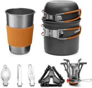 Camping Cookware Portable Mess Kit Camping Pot and Pans Cooking Set