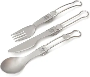 Camping Tableware Ti Folding Spoon Fork Knife Set Portable Travel Utensils Outdoor Activities
