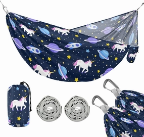 Camping Hammock Outdoor Hammocks for Outside Cartoon Planet Rockets Beach Trees Portable Lightweight with Pockets Tree Straps Indoor