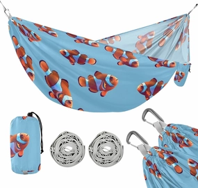 Camping Hammock Outdoor Hammocks for Outside Clownfish Blue Beach Trees Portable Lightweight with Pockets Tree Straps Indoor Small
