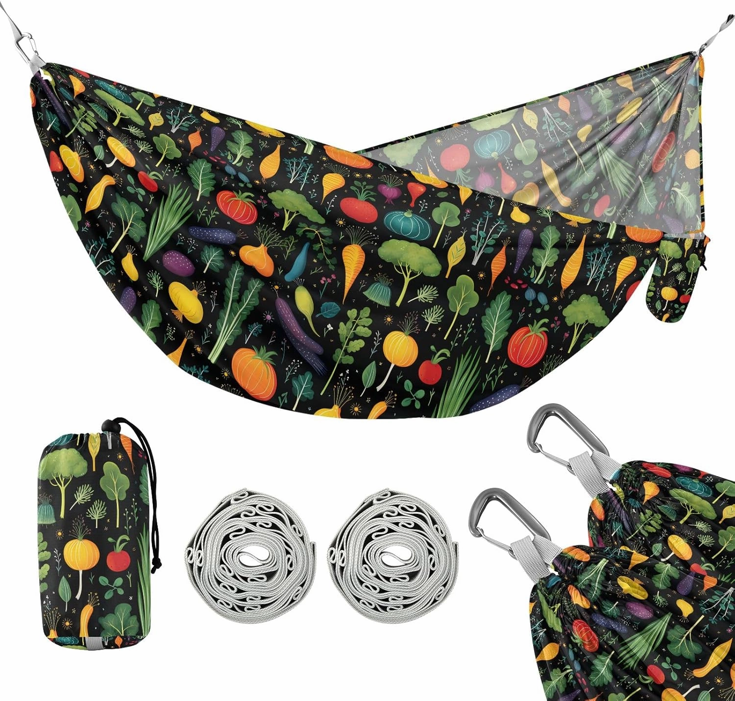 Camping Hammock Outdoor Hammocks for Outside Vegetables Beach Trees Portable Lightweight with Pockets Tree Straps Indoor