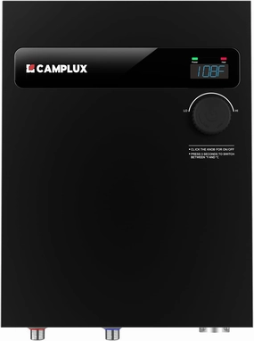 CAMPLUX Tankless Electric Water Heater 18kW, On Demand Hot Water Heater Electric with Digital Display 240V for Whole House Shower, Black