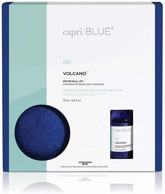 Capri Blue Volcano Dryer Ball Kit – Includes 3 100% Wool Dryer Balls  1 Volcano Laundry Fragrance Oil – Reusable Dryer Balls Eliminate Wrinkles, Static & Lint – Cruelty Free & Non-Toxic Laundry Balls