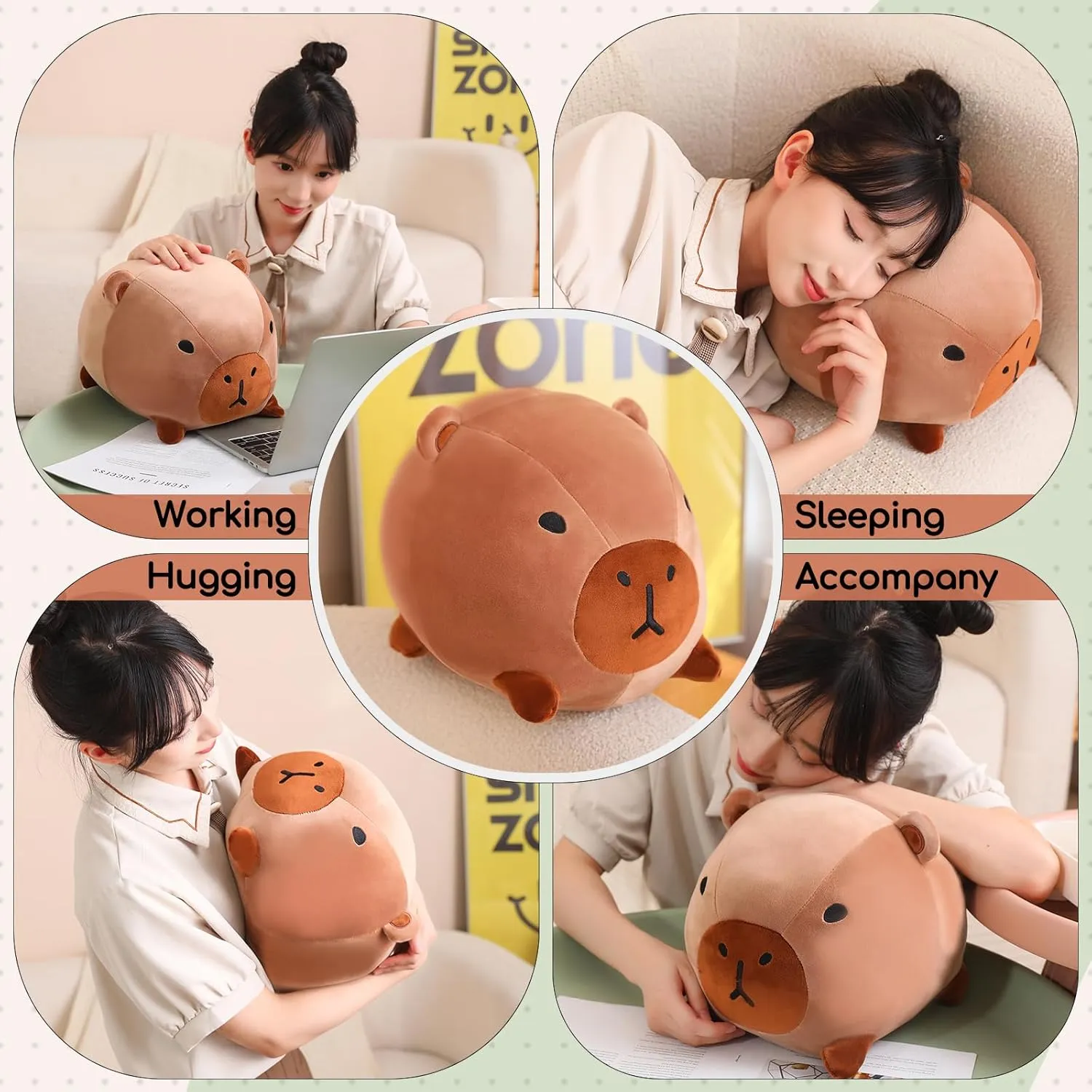Capybara Stuffed Animal Plush 14 Inch,Super Soft Capybara Plush Aniaml Pillow Gifts for Kids Boys Girls Birthday,Brown and Tan