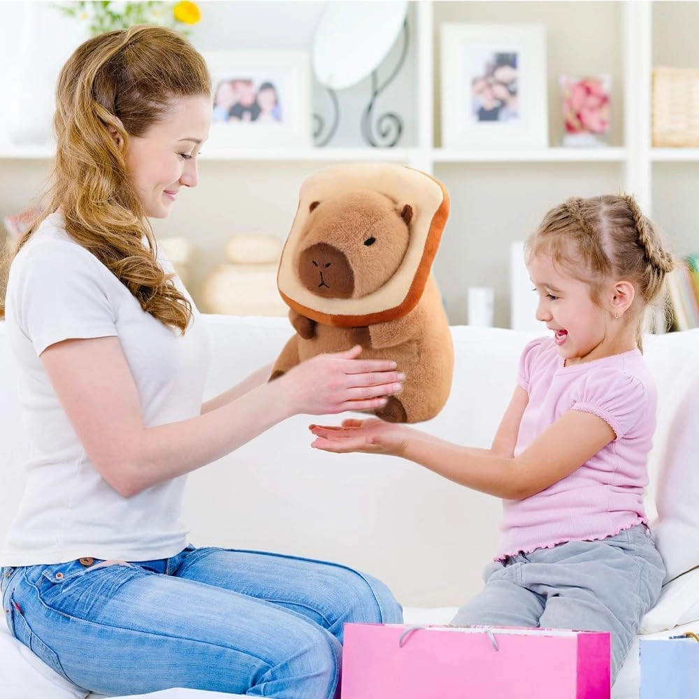 Capybara Plush Toy Costume Cute Capybara Ultra-Soft Stuffed Animal for Children, Soft Plushie Pillow & Birthday Graduation Gift for Kids, Boys and Girls Home Decoration 12inches(Toast)