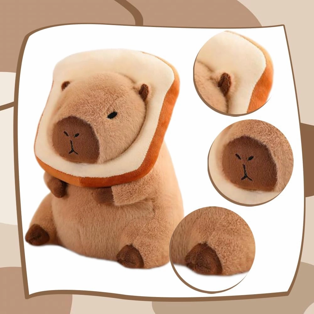 Capybara Plush Toy Costume Cute Capybara Ultra-Soft Stuffed Animal for Children, Soft Plushie Pillow & Birthday Graduation Gift for Kids, Boys and Girls Home Decoration 12inches(Toast)