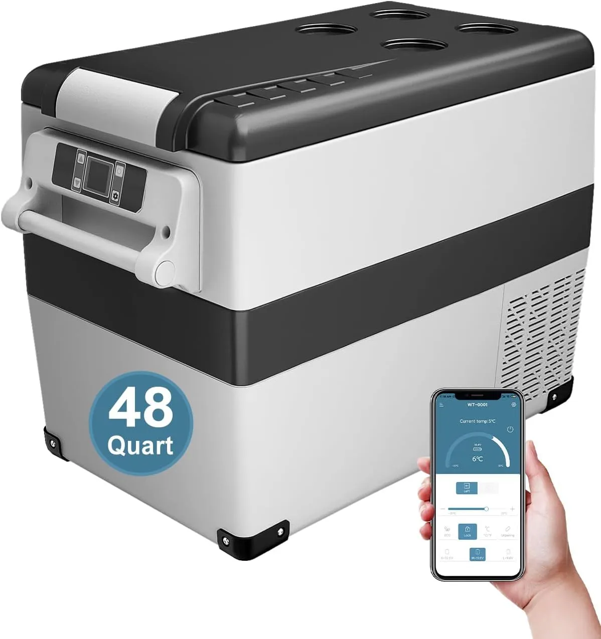 Car Fridge Portable 12V Refrigerator - 48 Quart(45L) Electric Cooler with AC/DC for Truck Van RV Camper SUV, Car Refrigerator Freezer for Camping Boat Travel, APP Control, -4~68°F
