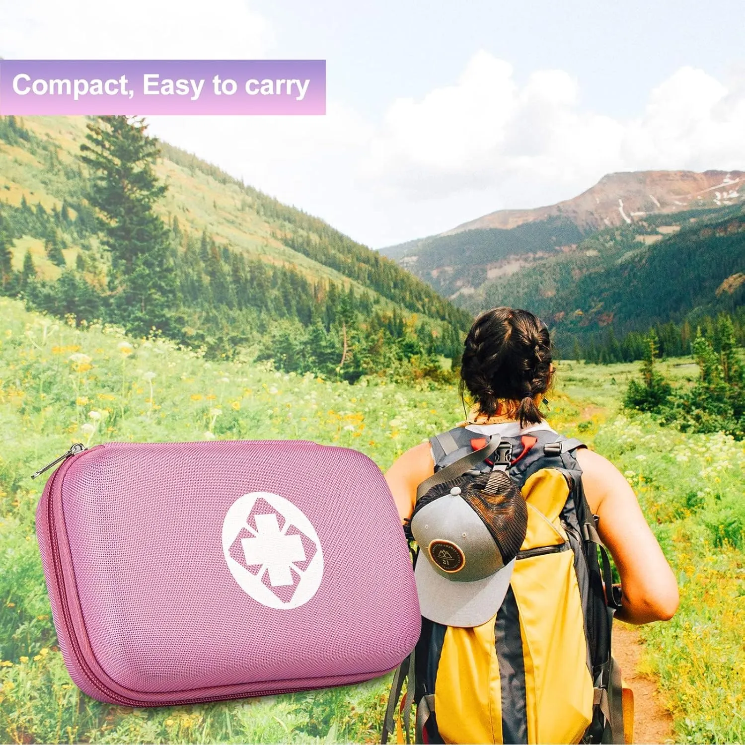 Car-Home Survival First-Aid Kit Emergency-Kit - Pink 273Piece Equipment Travel Supplies First Aid Set Home Essentials Camping Hiking YIDERBO