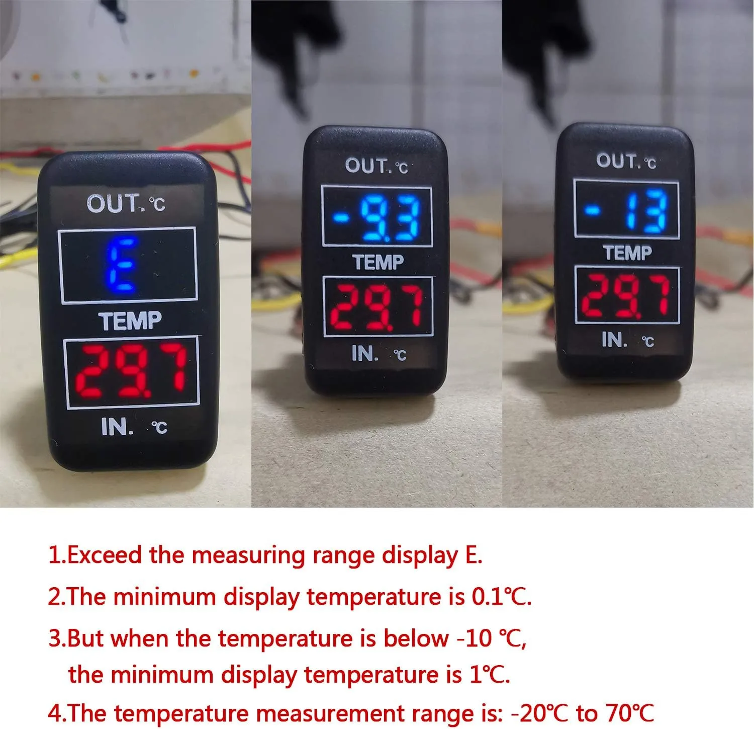 Car Internal and External Temperature Display, Celsius Temperature, Dual Temperature Sensors Use for Toyota (Type A)