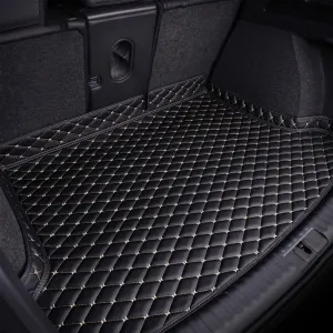 Car Leather Boot Liner Mat for Nissan Kicks 2017-2022 2023 2024 2025, Waterproof Anti-Scratch Non-Slip Trunk Pad, Cargo Tray Protector Liners Accessories,Black-Beige Plus