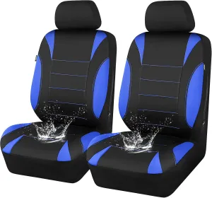 CAR PASS Neoprene Wetsuit Seat Covers, Waterproof Car Seat Covers Front with 5mm Composite EVA, Universal Fit for Car,Sedan SUV Trucks Anti Slip with Armrests, Airbag Compatible(Black and Blue