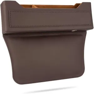 Car Seat Storage Box for Citro?n C1/C2/C3/C4/C5/C4 Cactus/C4 Picasso/C5 Aircross, Premium Leather Car Storage Box Car Tidy Essentials with USB Charging Hole,A Brown