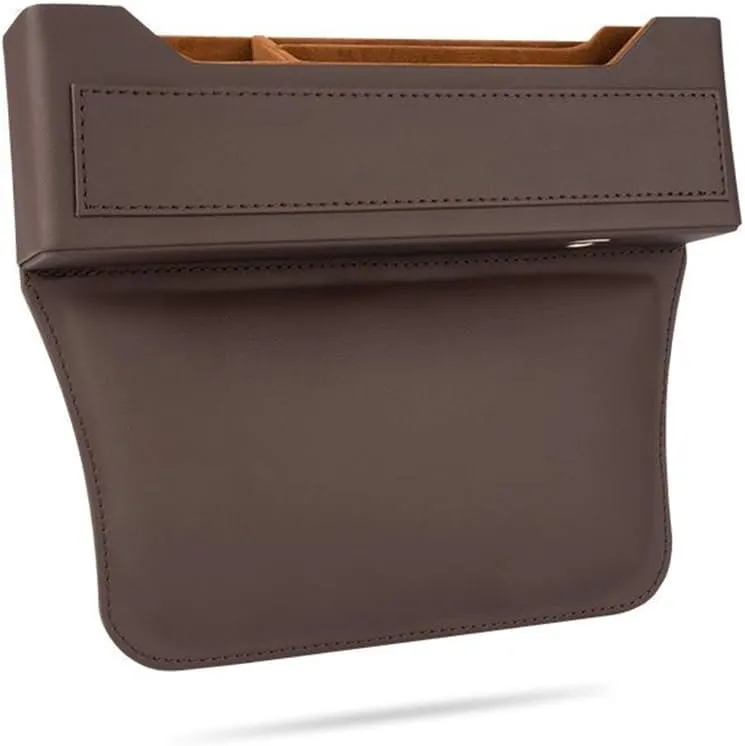 Car Seat Storage Box for Citro?n C1/C2/C3/C4/C5/C4 Cactus/C4 Picasso/C5 Aircross, Premium Leather Car Storage Box Car Tidy Essentials with USB Charging Hole,A Brown
