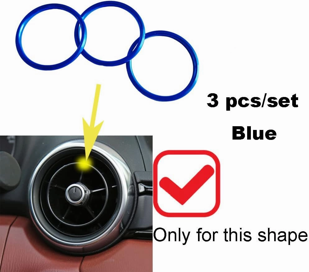 Car Air Conditioner AC Vent Outlet Ring Trim Fit for Mazda MX-5 MX5 Mazda 2 CX-3 CX3 RF ND Car Accessories (Blue Inner Ring)