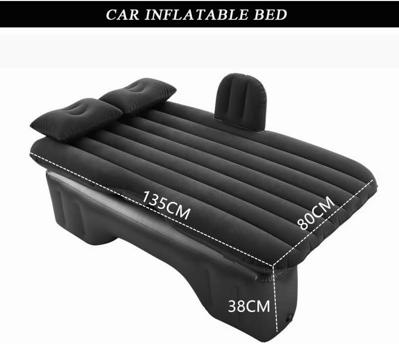 Car Air Mattress for Hongqi H5 2017–2025, Inflatable Back Seat Sleeping Pad with Pump & 2 Pillows, Folding Portable Camping Bed for Travel& Road Trips,Black