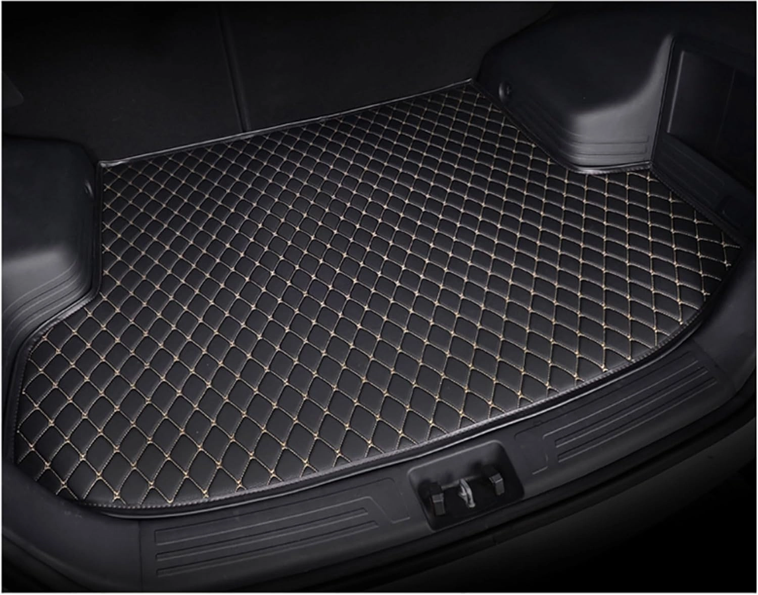 Car Boot Mats for Genesis GV70 EV Pure Electric 2023 2024, Custom Protector Pad Cargo Tray Liners Trunk Carpets All Weather Interior Accessories,Black Beige