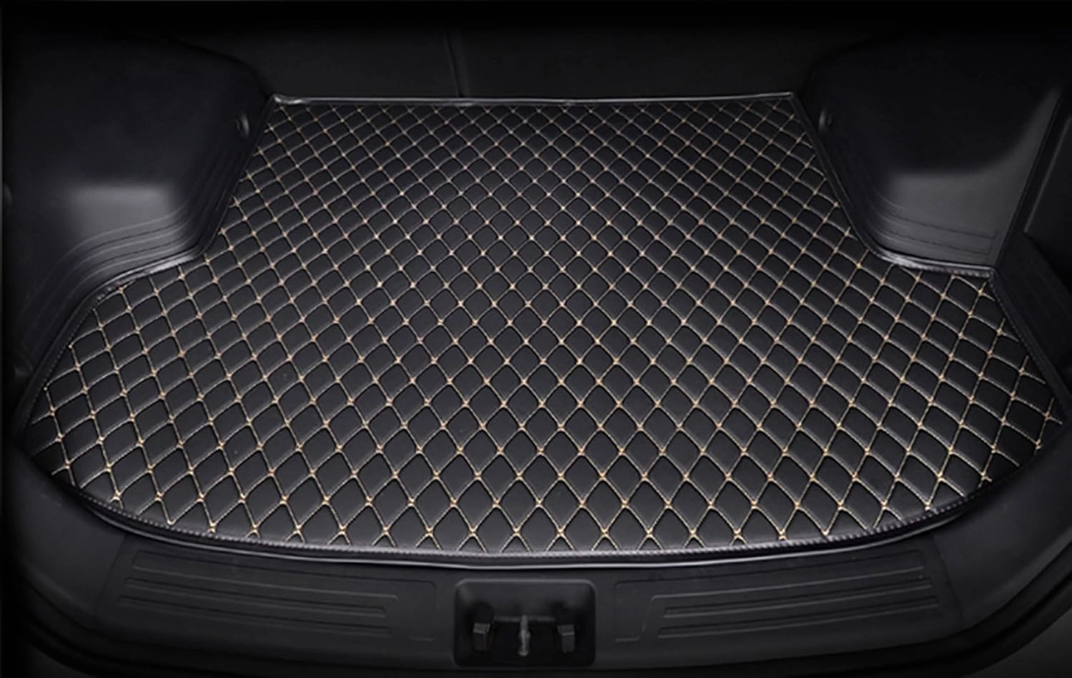 Car Boot Mats for Genesis GV70 EV Pure Electric 2023 2024, Custom Protector Pad Cargo Tray Liners Trunk Carpets All Weather Interior Accessories,Black Beige