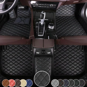 Car Floor Mats for Toyota Highlander 7Seats 2022-2023,Nappa Leather Full Coverage Floor Mat All Weather Luxury Floor Liner(Black,Full Set)