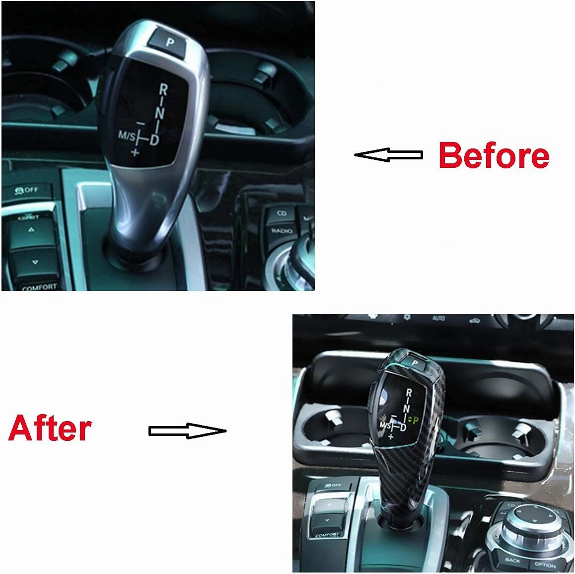 Car Gear Shift Knob Panel Cover Carbon Fiber Pattern Sticker Fit for BMW 1 2 3 4 5 6 X3 X4 X5 X6 Series F20 F22 F30 F31 F34 F10 F11 F07 F25 F26 F15 F16