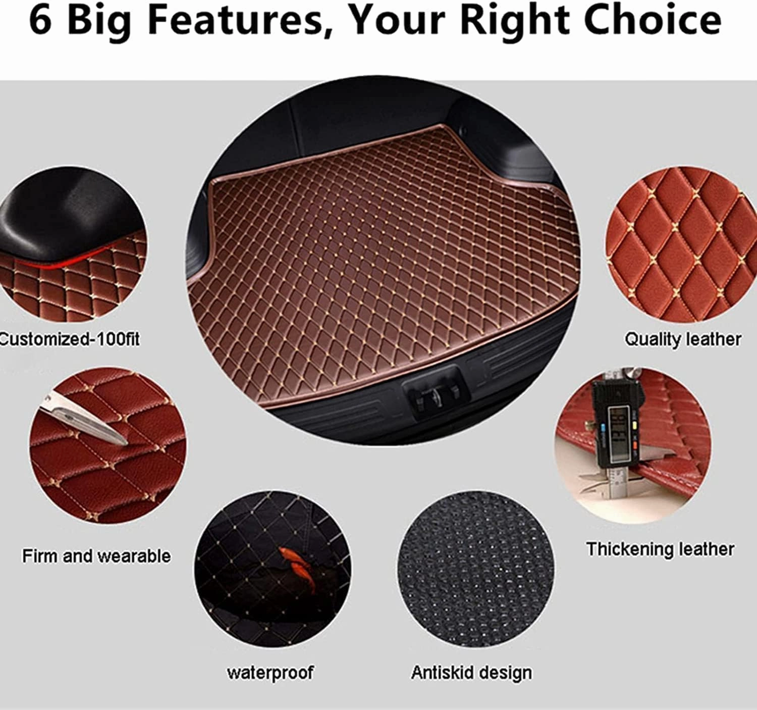 Car Leather Boot Liner Mat for Nissan Kicks 2017-2022 2023 2024, Waterproof Anti-Scratch Non-Slip Trunk Pad, Cargo Tray Protector Liners Accessories,Black-Red Plus