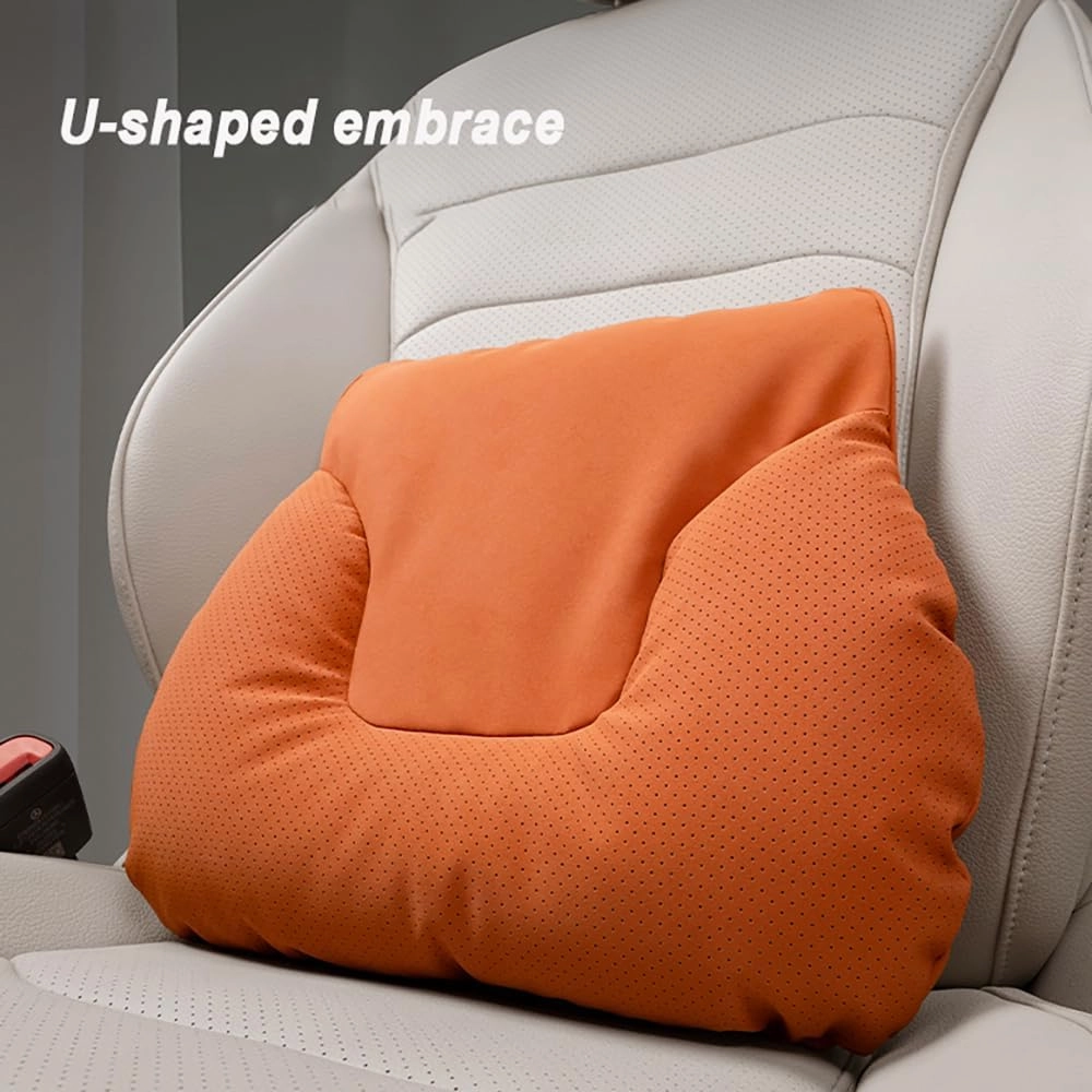 Car Neck Pillow Set for Mazda Biante 2008 2009 2010 2011 2012 2013, Leather Car Headrest Lumbar Support Waist Backrest Head Support Cushion,Black