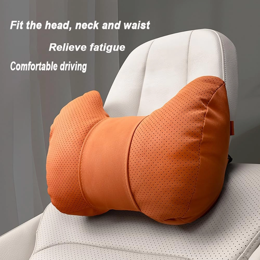 Car Neck Pillow Set for Mazda Biante 2008 2009 2010 2011 2012 2013, Leather Car Headrest Lumbar Support Waist Backrest Head Support Cushion,Black