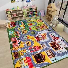 Car Rugs for Kids Toy Car, Town City Traffic Road Four Season Road Map, Educational Area Carpet, Carpet Track Playmat Car Play Rug for Kids Boys Bedroom Playroom (59X39.4 INCH)