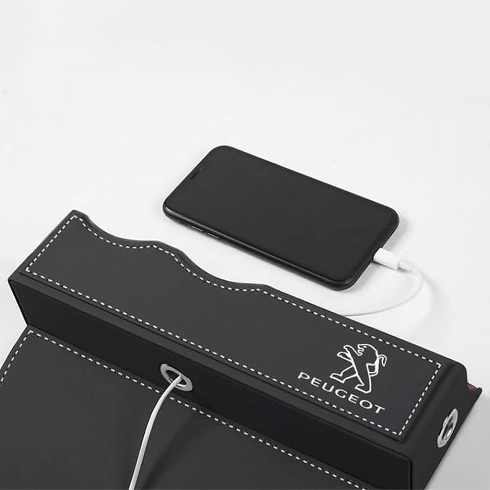Car Seat Storage Box for Peugeot 308 408 508 2008 3008 4008 Series Car Seat Gap Organizer Seat Side Bag Reserved Charging Cable Hole Car Accessories, Two Pieces-C
