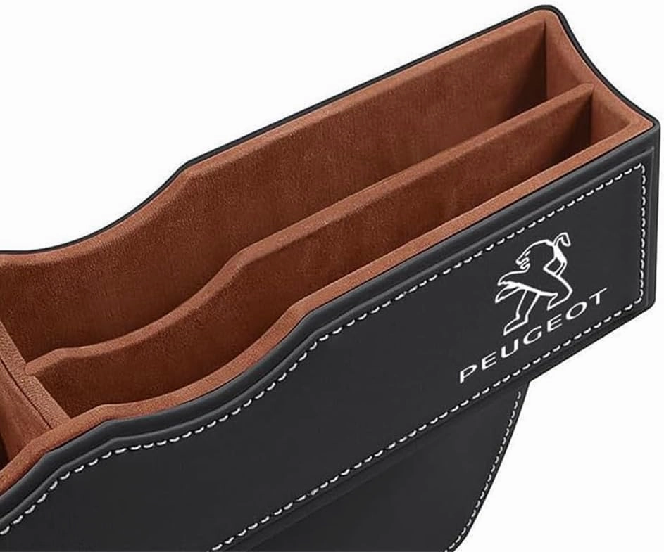 Car Seat Storage Box for Peugeot 308 408 508 2008 3008 4008 Series Car Seat Gap Organizer Seat Side Bag Reserved Charging Cable Hole Car Accessories, Two Pieces-C