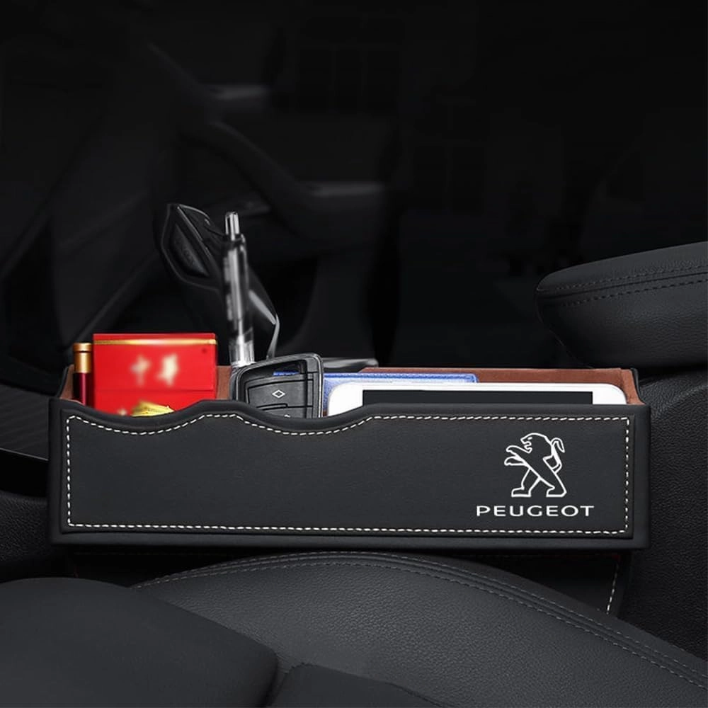 Car Seat Storage Box for Peugeot 308 408 508 2008 3008 4008 Series Car Seat Gap Organizer Seat Side Bag Reserved Charging Cable Hole Car Accessories, Two Pieces-C