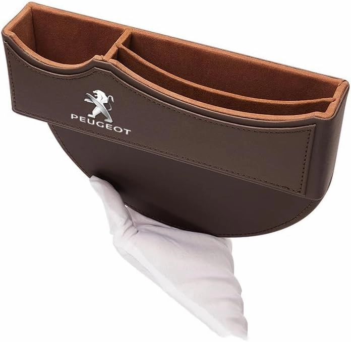 Car Seat Storage Box for Peugeot 408 4008 308 208 301 508L 5008 206 Series Car Seat Gap Organizer Seat Side Bag Reserved Charging Cable Hole Car Accessories,One Piece-Brown