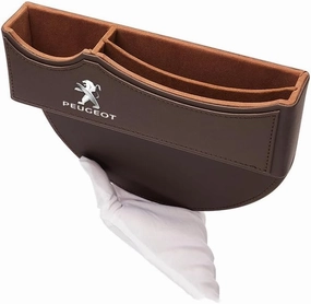 Car Seat Storage Box for Peugeot 408 4008 308 208 301 508L 5008 206 Series Car Seat Gap Organizer Seat Side Bag Reserved Charging Cable Hole Car Accessories,One Piece-Brown
