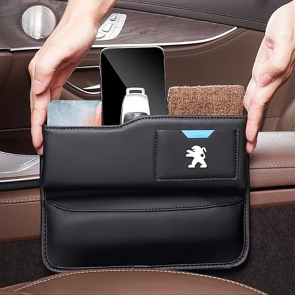 Car Seat Storage Box for Peugeot 5008 4008 308 408 508L 2008 3008 Series Car Seat Gap Organizer Seat Side Bag Reserved Charging Cable Hole Car Accessories,B