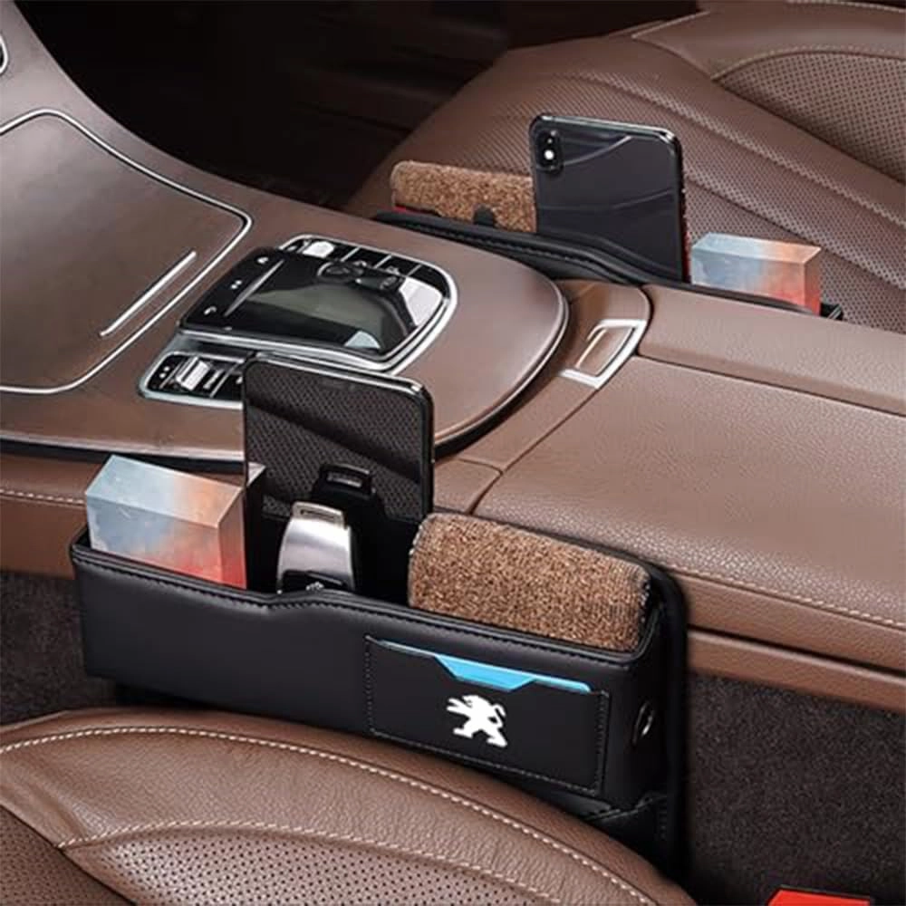 Car Seat Storage Box for Peugeot 5008 4008 308 408 508L 2008 3008 Series Car Seat Gap Organizer Seat Side Bag Reserved Charging Cable Hole Car Accessories,B