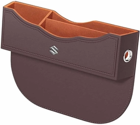 Car Seat Storage Box for Suzuki Grand Vitara Sx4 Swift Alto Jimny Series Car Seat Gap Organizer Seat Side Bag Reserved Charging Cable Hole Car Accessories,One Piece-Brown
