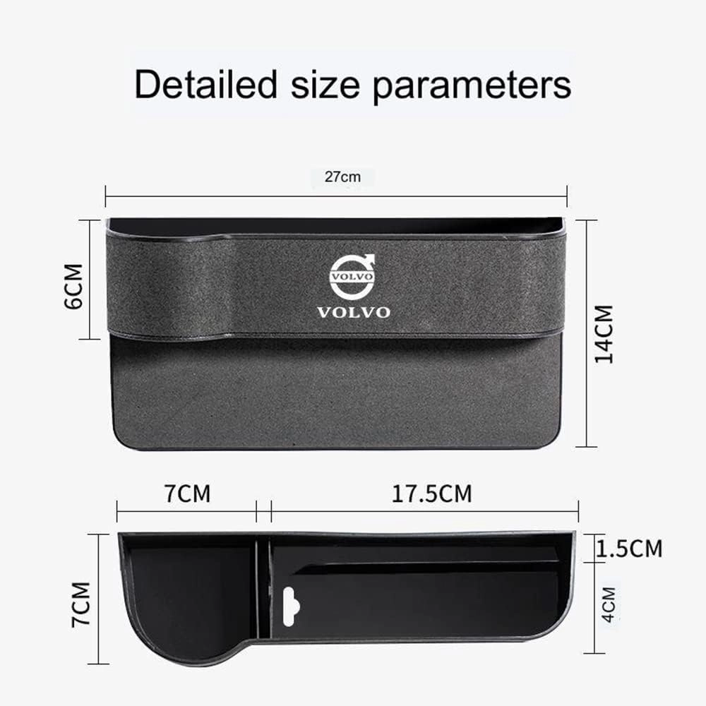 Car Seat Storage Box for Volvo V40 V60 V90 Series Car Seat Gap Organizer Seat Side Bag Reserved Charging Cable Hole Car Accessories, Two Pieces-Orange
