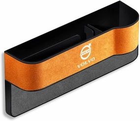 Car Seat Storage Box for Volvo V40 V60 V90 Series Car Seat Gap Organizer Seat Side Bag Reserved Charging Cable Hole Car Accessories, Two Pieces-Orange