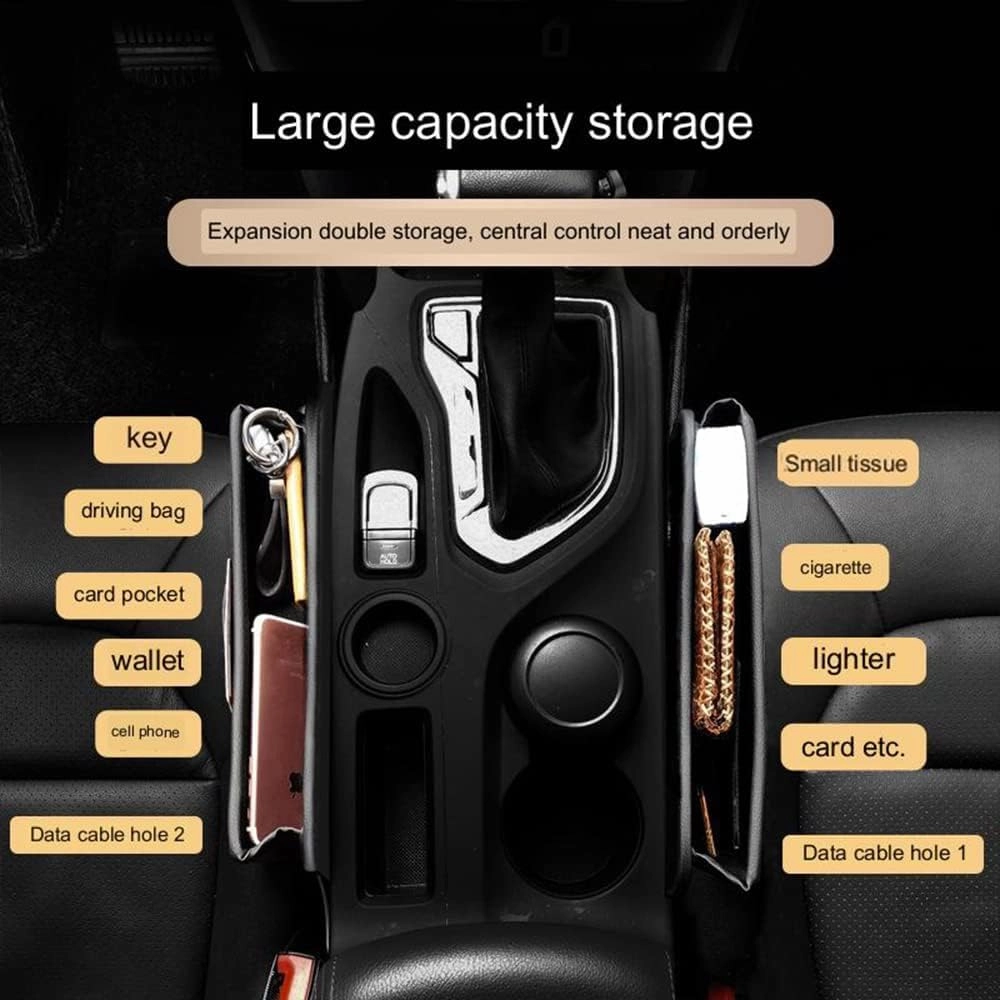 Car Seat Storage Box for Volvo V40 V60 V90 Series Car Seat Gap Organizer Seat Side Bag Reserved Charging Cable Hole Car Accessories, Two Pieces-Orange