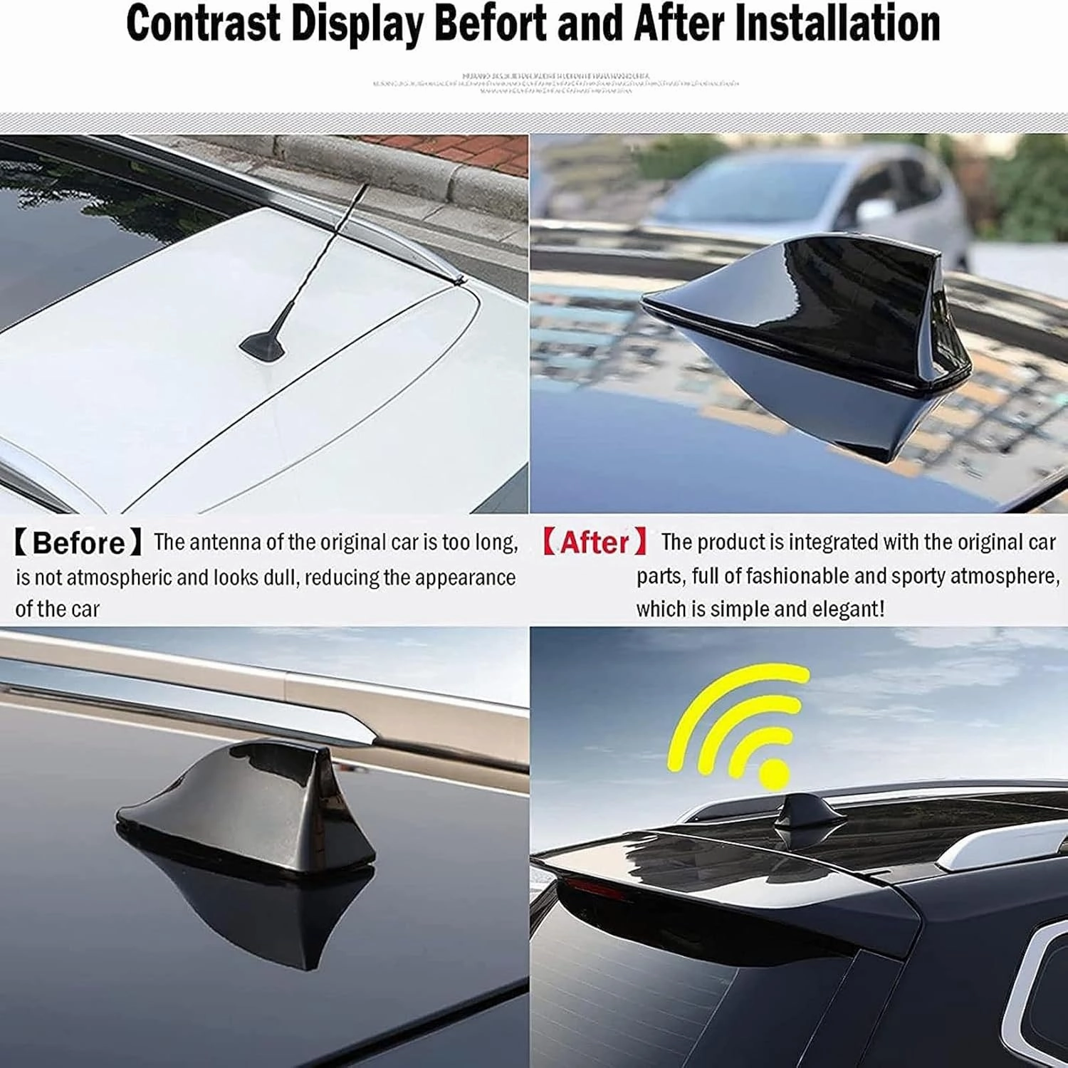 Car Shark Fin Antenna Cover for Buick Excelle GT 2014-2024,Vehicle Shark Fin Shape Cover with Adhesive Tape, Antenna Replacement Fits Most Cars,White