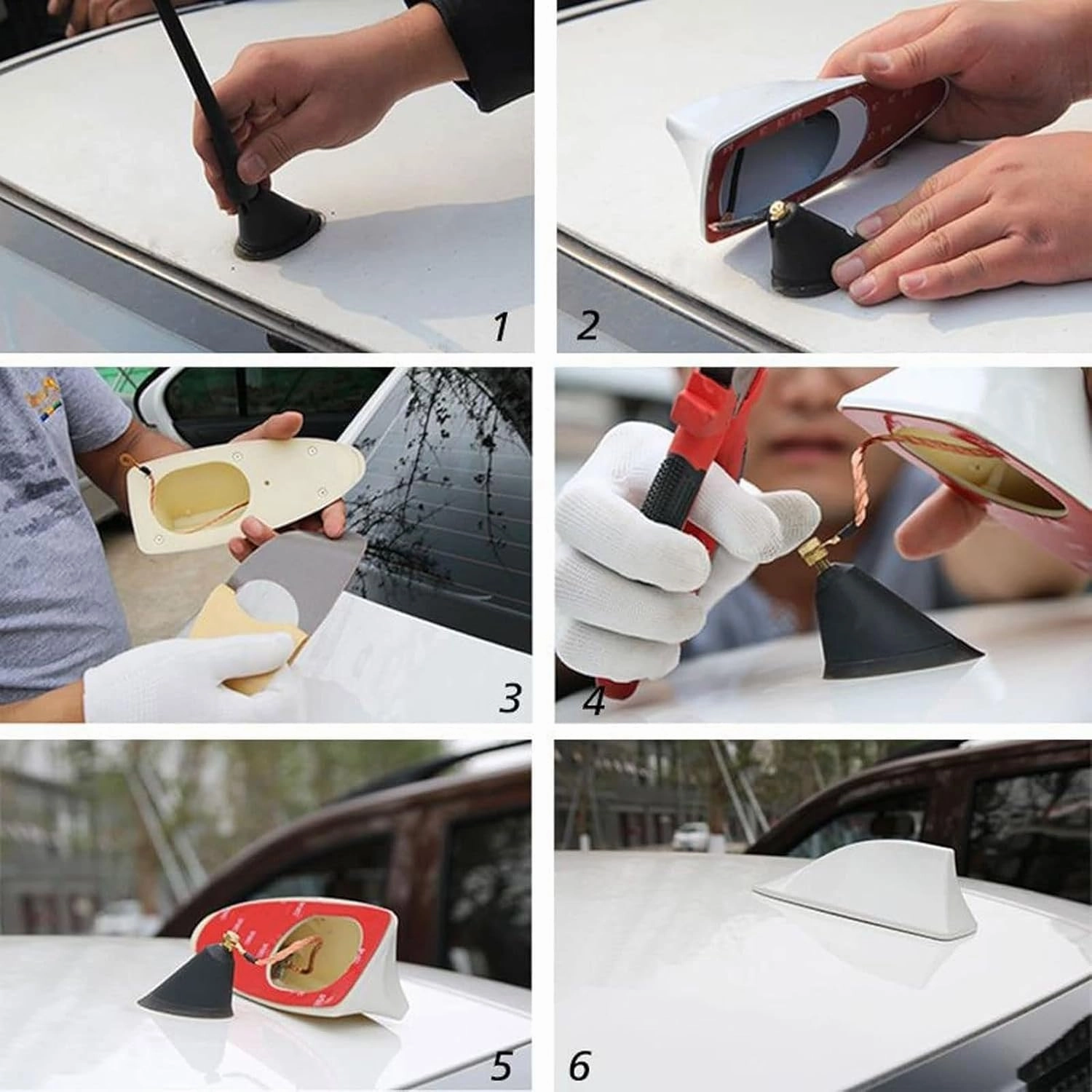Car Shark Fin Antenna Cover for Buick Excelle GT 2014-2024,Vehicle Shark Fin Shape Cover with Adhesive Tape, Antenna Replacement Fits Most Cars,White