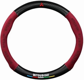 Car Steering Wheel Cover for Mitsubishi Outlander 2018-2021, Leather, Non-Slip, Breathable, Logo, B-O Type
