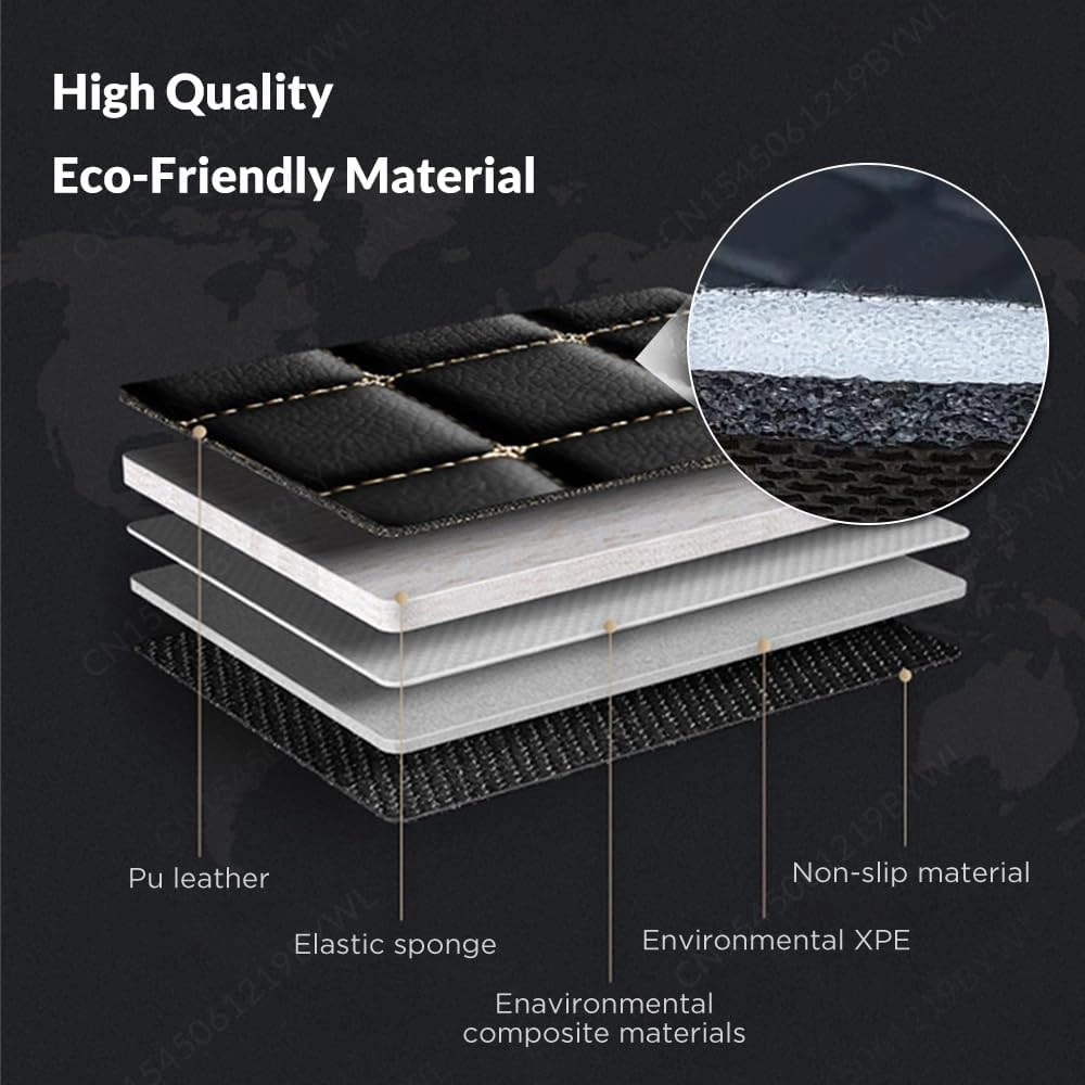 Car Trunk Mat for Borgward BX7 6-Seat 2016 2017, Custom Fit PU Leather Cargo Liner, All-Weather Waterproof Rear Trunk Liner Protector, Auto Interior Accessories