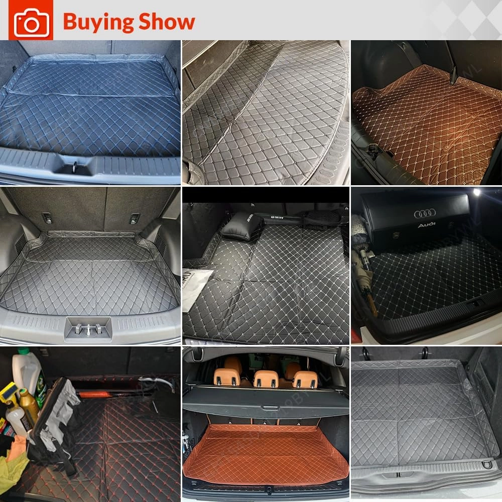 Car Trunk Mat for Borgward BX7 6-Seat 2016 2017, Custom Fit PU Leather Cargo Liner, All-Weather Waterproof Rear Trunk Liner Protector, Auto Interior Accessories