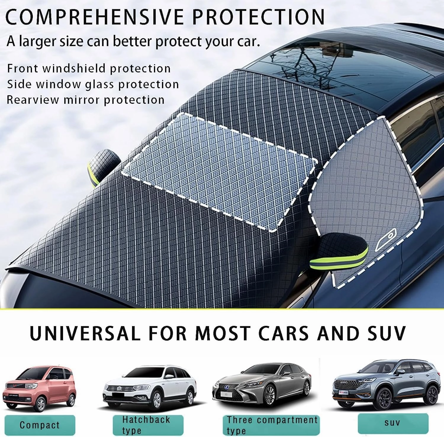 Car Windshield Cover for Mazda Biante 2008-2018,Snow UV Ice Protection,Frost Guard Pefect Fit for Cars in All Weather,B