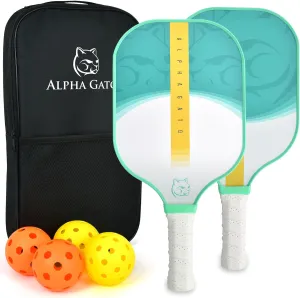 Carbon Fiber Pickleball Paddle Set – 2 Lightweight Paddles, 4 Balls, and Carrying Case – Perfect for Adults and Teens, Complete Pickleball Set