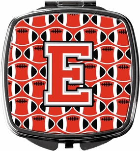 Caroline's Treasures CJ1067-ESCM Letter E Football Scarlet and Grey Compact Mirror Decorative Travel Makeup Mirror for Women Girls Gifts Pocket Makeup Mirror Folding Handheld