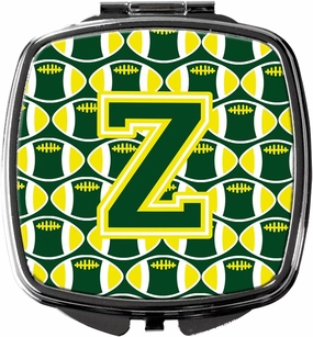 Caroline's Treasures CJ1075-ZSCM Letter Z Football Green and Yellow Compact Mirror Decorative Travel Makeup Mirror for Women Girls Gifts Pocket Makeup Mirror Folding Handheld